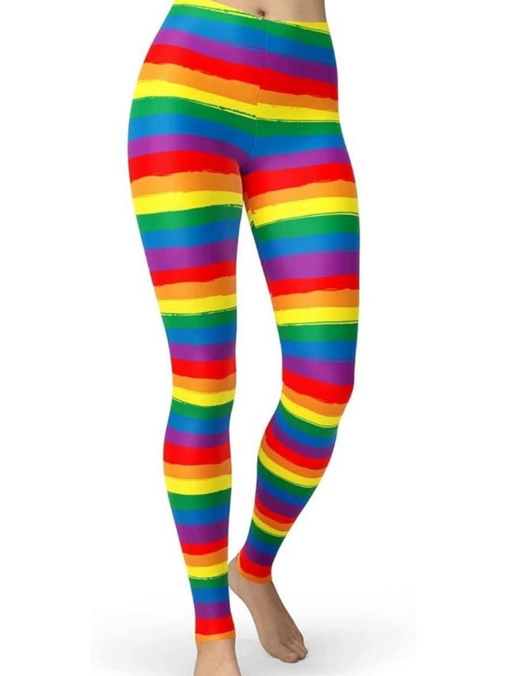 Women's Rainbow Stripe Leggings - Multicolor
